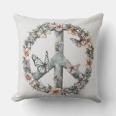 Boho Hippy 60s 70s Peace Sign クッション (正面)