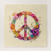 Boho Hippy 60s 70s Peace Sign ジグソーパズル (縦)