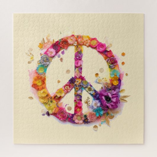 Boho Hippy 60s 70s Peace Sign ジグソーパズル (縦)