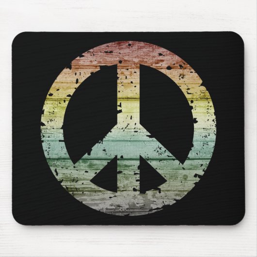Boho Hippy 60s 70s Peace Sign マウスパッド (正面)