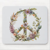 Boho Hippy 60s 70s Peace Sign マウスパッド (正面)