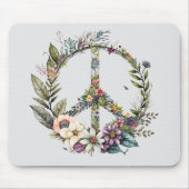 Boho Hippy 60s 70s Peace Sign マウスパッド (正面)