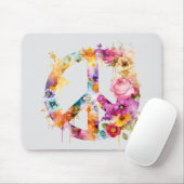 Boho Hippy 60s 70s Peace Sign マウスパッド (マウス)