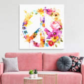 Boho Hippy 60s 70s Peace Sign Canvas Print キャンバスプリント (インサイチュ (リビング))