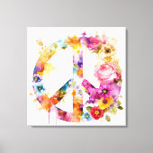 Boho Hippy 60s 70s Peace Sign Canvas Print キャンバスプリント (正面)