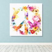 Boho Hippy 60s 70s Peace Sign Canvas Print キャンバスプリント (インサイチュ (ウッドフロア))