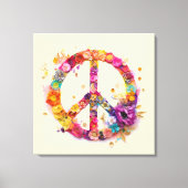 Boho Hippy 60s 70s Peace Sign Canvas Print キャンバスプリント (正面)
