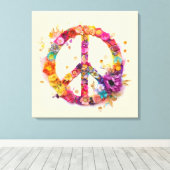 Boho Hippy 60s 70s Peace Sign Canvas Print キャンバスプリント (インサイチュ (ウッドフロア))