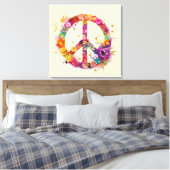 Boho Hippy 60s 70s Peace Sign Canvas Print キャンバスプリント (インサイチュ (寝室))