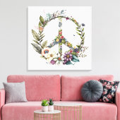 Boho Hippy 60s 70s Peace Sign Canvas Print キャンバスプリント (インサイチュ (リビング))