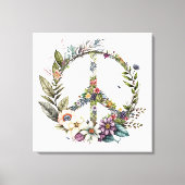 Boho Hippy 60s 70s Peace Sign Canvas Print キャンバスプリント (正面)