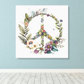 Boho Hippy 60s 70s Peace Sign Canvas Print キャンバスプリント (インサイチュ (ウッドフロア))