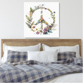 Boho Hippy 60s 70s Peace Sign Canvas Print キャンバスプリント (インサイチュ (寝室))