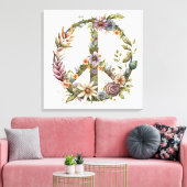 Boho Hippy 60s 70s Peace Sign Canvas Print キャンバスプリント (インサイチュ (リビング))