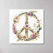 Boho Hippy 60s 70s Peace Sign Canvas Print キャンバスプリント (正面)