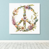 Boho Hippy 60s 70s Peace Sign Canvas Print キャンバスプリント (インサイチュ (ウッドフロア))