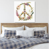 Boho Hippy 60s 70s Peace Sign Canvas Print キャンバスプリント (インサイチュ (寝室))