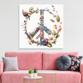 Boho Hippy 60s 70s Peace Sign Canvas Print キャンバスプリント (インサイチュ (リビング))