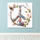 Boho Hippy 60s 70s Peace Sign Canvas Print キャンバスプリント (インサイチュ (ウッドフロア))