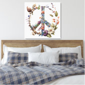 Boho Hippy 60s 70s Peace Sign Canvas Print キャンバスプリント (インサイチュ (寝室))