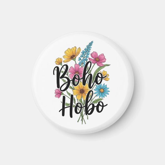 Boho Hobo flower bouquet design マグネット (正面)