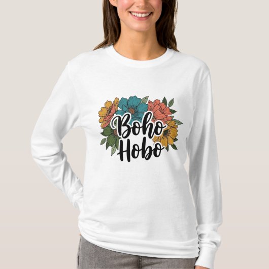 Boho Hobo flower design Tシャツ (正面)