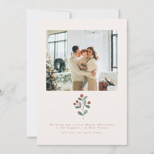 Boho Hollyファミリーフォトクリスマスカード 招待状 (裏面)