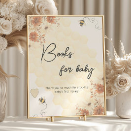 Boho Honey Bee Baby Shower Booksベビー ポスター