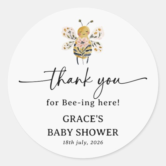 Boho HoneyBee Baby Shower Thank You ラウンドシール (正面)