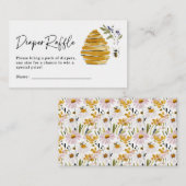 Boho HoneyBee Diaper Raffle Baby Shower エンクロージャーカード (正面/裏面)