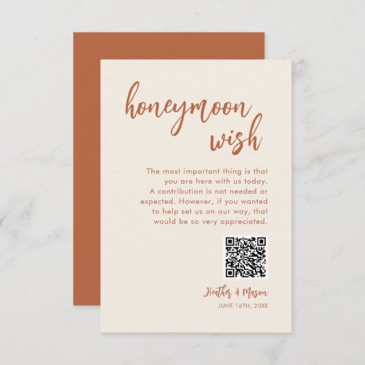 Boho Honeymoon Wish QR Wishing Well Enclosureカード エンクロージャーカード (正面/裏面)