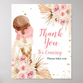Boho Ice Cream Thank you for 来's Favorite Sign ポスター