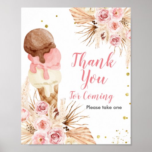 Boho Ice Cream Thank you for 来's Favorite Sign ポスター (正面)