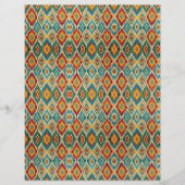 Boho Ikat Scrapbook Paper – Mustard Yellow & Teal  (正面)