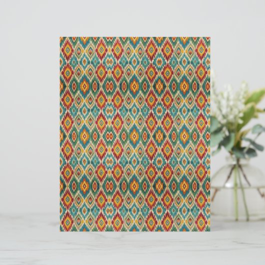Boho Ikat Scrapbook Paper – Mustard Yellow & Teal  (スタンド正面)