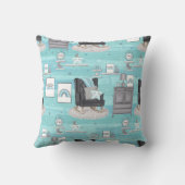 Boho inニュートラルとブルースとグレー クッション (裏面)