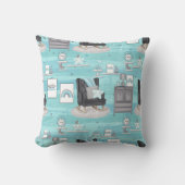 Boho inニュートラルとブルースとグレー クッション (正面)