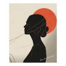 Boho Inclusive Woman Silhouette with Sunset Circle