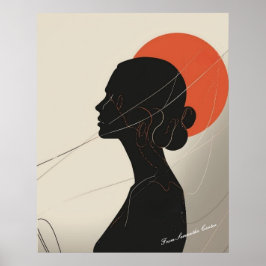 Boho Inclusive Woman Silhouette with Sunset Circle ポスター