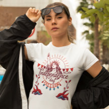 Boho Independence Day女性Tシャツ7月4日
