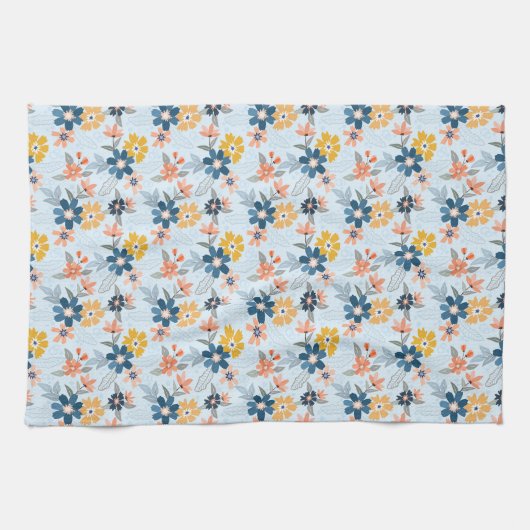 Boho Inspired Flower Pattern Kitchen Towel キッチンタオル (横)