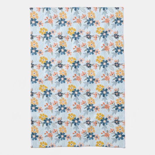 Boho Inspired Flower Pattern Kitchen Towel キッチンタオル (縦)