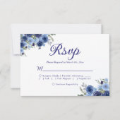 Boho-Inspired Navy Blooms – Wedding RSVP (正面)