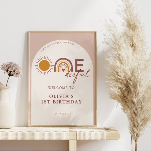 Boho Is Not She Onederful 1th Birthday Arch Welcom ポスター