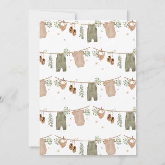 Boho It's a Boy Baby Clothes Baby Shower 招待状 (裏面)