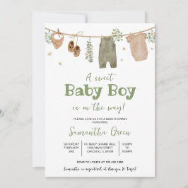 Boho It's a Boy Baby Clothes Baby Shower 招待状