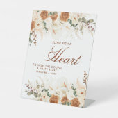 Boho Ivory Calla Lilies Heart Guestbook Sign 台座サイン (正面)