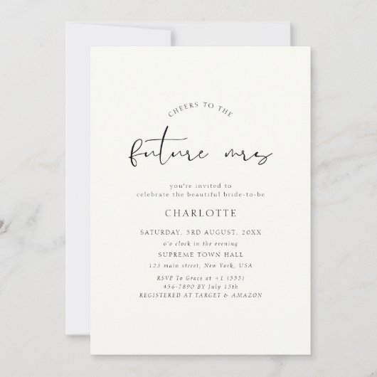 Boho Ivory Script Wedding Bridal Shower Photo 招待状 (正面)