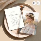 Boho Ivory Script Wedding Bridal Shower Photo 招待状