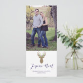 Boho Joy Christmasトナカイタイポグラフィ写真 シーズンカード (スタンド正面)